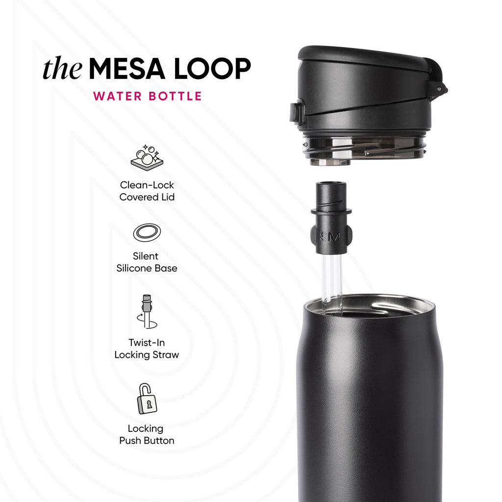 Simple Modern Mesa Loop Water Bottle with Straw | 30oz Cup Holder Friendly Insulated Stainless Steel Bottles for Travel, Sports and School | Tortoise