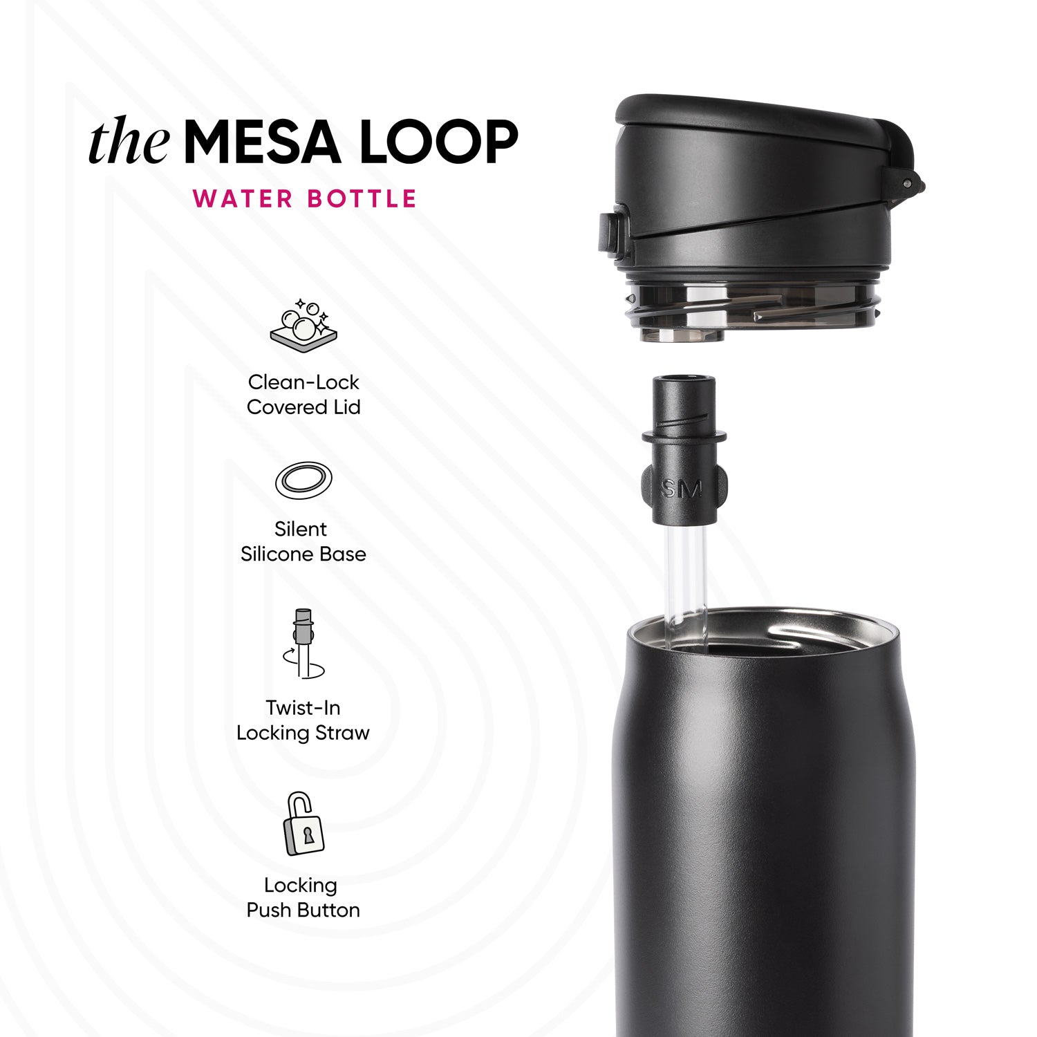 Simple Modern Mesa Loop Water Bottle with Straw | 24oz Cup Holder Friendly Insulated Stainless Steel Bottles for Travel, Sports and School | Tortoise
